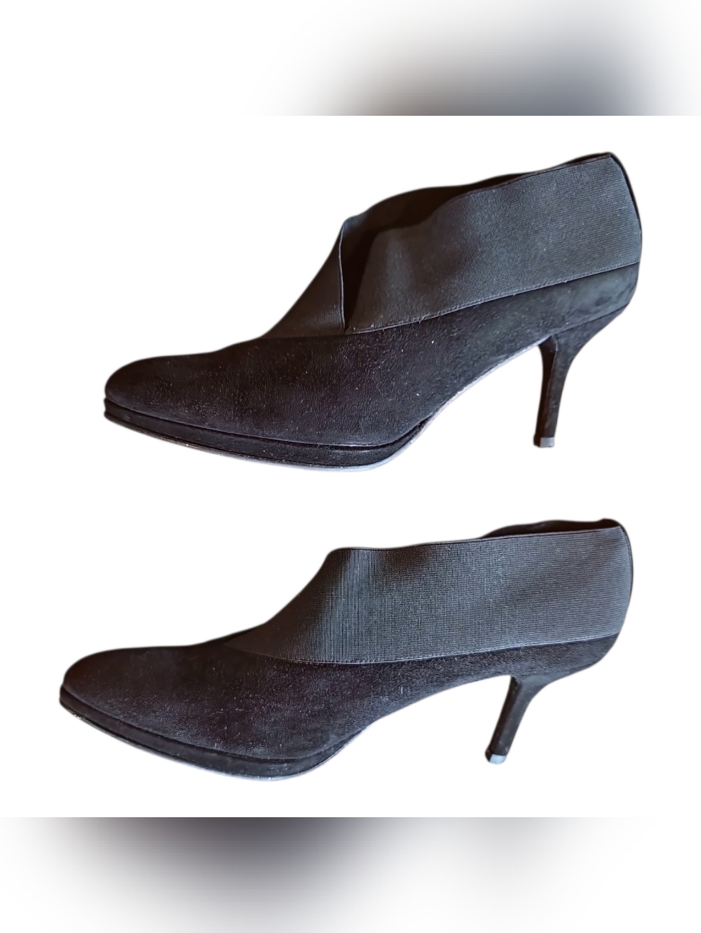 STUART WEITZMAN Black Suede Kitten Heel Booties Women's Size 7 1/2 M Minimalist